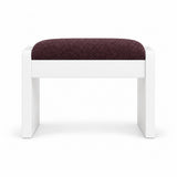 Selandiso Pedicure Footrest displays a deep plum brown fabric finish, slab-style white legs and a broad white apron.
