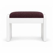 Selandiso Pedicure Footrest displays a deep plum brown fabric finish, slab-style white legs and a broad white apron.