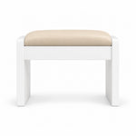 Selandiso Pedicure Footrest showing a cream beige leather cushion and slab-style white legs against a white background.