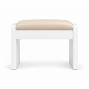 Selandiso Pedicure Footrest showing a cream beige leather cushion and slab-style white legs against a white background.