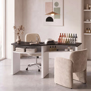 Silomy Black & White Curved Manicure Table