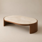 Unkano Travertine Oval Coffee Table