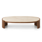 Unkano Travertine Oval Coffee Table