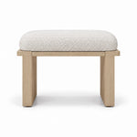 Vendisora Pedicure Footrest has an ivory white fabric cushion over a light wood base, with layered wooden supports.