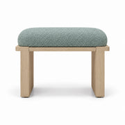 Sage mist green fabric cushioning on the Vendisora Pedicure Footrest, with a light wood base plus layered wooden supports.
