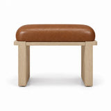 Vendisora Pedicure Footrest, its tan brown leather top set above a narrow wood front rail with layered wooden supports.