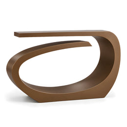 Alternate product view of Aalomy Wooden Console Table, featuring artistic loop-shaped base and sleek rectangular top.