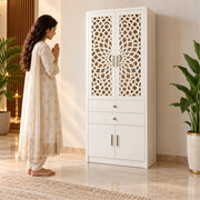 Aaradhya Premium White Pooja Mandir with Storage