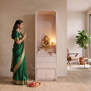 Aaradhya Premium White Pooja Mandir with Storage