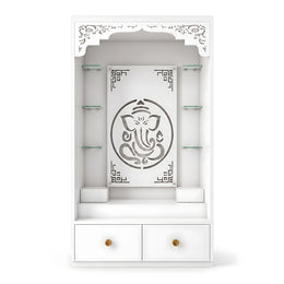 Aarohi Premium Finish Pooja Mandir with Ganesha Panel