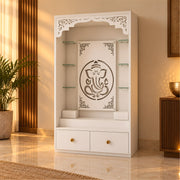 Aarohi Premium Finish Pooja Mandir with Ganesha Panel