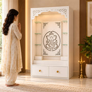 Aarohi Premium Finish Pooja Mandir with Ganesha Panel