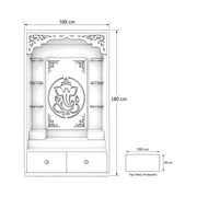 Aarohi Premium Finish Pooja Mandir with Ganesha Panel