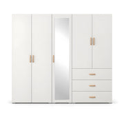 Acelora 5 Door Wooden Wardrobe with Drawers