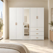 Acelora 5 Door Wooden Wardrobe with Drawers
