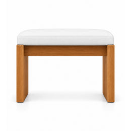 Addelino Wooden Frame Pedicure Footrest, with a broad wooden apron and an ivory padded cushion against a white backdrop.