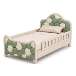سرير أطفال Aexago Green Kids الصغير مع قضبان أمان