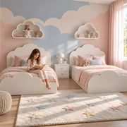 Aiylopy White  Kids Twin Bed with Nightstand