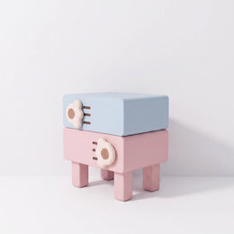 Alternate view of Akatsu Kids Night Stand, showing 2 drawers and rounded edges for a modern children's bedroom interior.