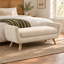 Albito Cream Bouclé Upholstered Bench