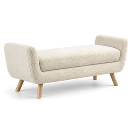 Alternate view of Albito Cream Bouclé Upholstered Bench, showing textured bouclé upholstery in a balanced home interior.