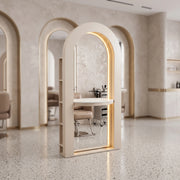 Almenro Beige LED Salon Mirror Station