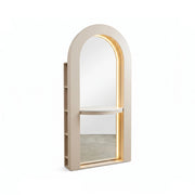 Almenro Beige LED Salon Mirror Station