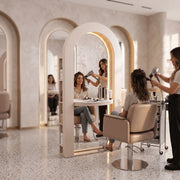 Almenro Beige LED Salon Mirror Station
