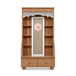 Anvaya Premium Wooden Finish Pooja Mandir with Om Panel