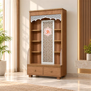 Anvaya Premium Wooden Finish Pooja Mandir with Om Panel