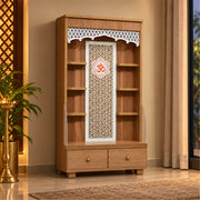 Anvaya Premium Wooden Finish Pooja Mandir with Om Panel