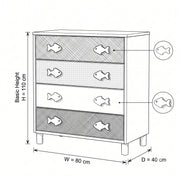 Aquish Kids Chest of Drawers with Fish-Shaped Handles