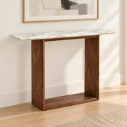 Ardeliso Marble Console Table product photo showing veined top and open rectangular base in a clean studio setting.