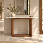 Alternate product view of Ardeliso Marble Console Table, featuring open rectangular base for a modern entryway interior.