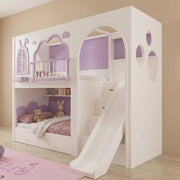 Asheilo Kids Bunk Bed with Slide & Storage