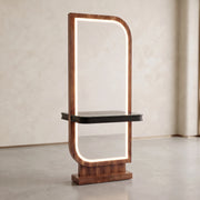 Ashmany Walnut LED Salon Mirror Station