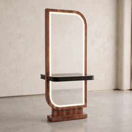 Ashmany Walnut LED Salon Mirror Station