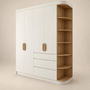 Atmolina 4 Door Wooden Wardrobe with Open Shelves