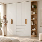 Atmolina 4 Door Wooden Wardrobe with Open Shelves
