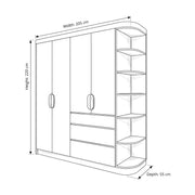 Atmolina 4 Door Wooden Wardrobe with Open Shelves