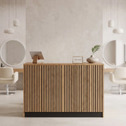 Avniara Fluted Walnut Salon Reception Desk