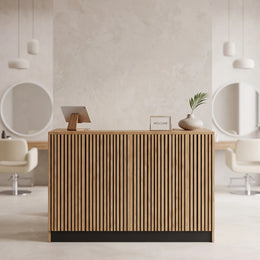 Avniara Fluted Walnut Salon Reception Desk