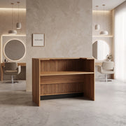 Avniara Fluted Walnut Salon Reception Desk