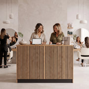 Avniara Fluted Walnut Salon Reception Desk