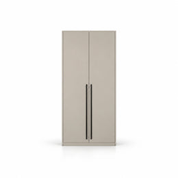 Balomora 2 Door Wooden Wardrobe combines two plain beige doors with a narrow rectangular frame against a white backdrop.