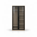 Balomora 2 Door Transparent Glass Cabinet Storage, detailed with black-framed glass doors against a white backdrop.