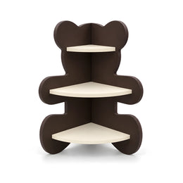 Additional view of Baloo Black Bear-Shaped Kids Bookcase, showing 3 open corner shelves for a modern kids room interior.