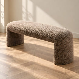 Bermoly Taupe Bouclé Upholstered Bench