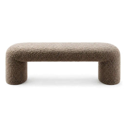 Alternate view of Bermoly Taupe Bouclé Upholstered Bench, showing soft bouclé texture for room layout and styling ideas.