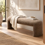 Bermoly Taupe Bouclé Upholstered Bench